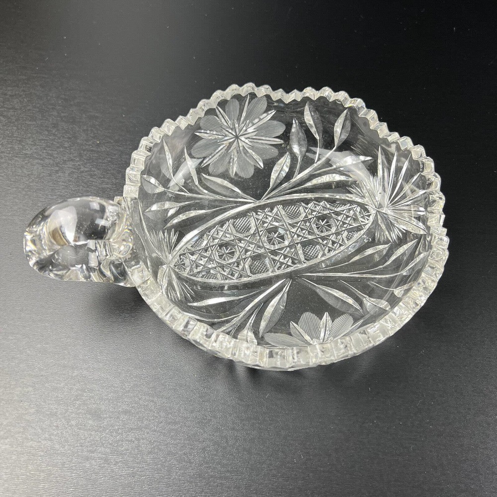 Antique American Brilliant - Cut Glass - 6" Diameter Mint Dish w/Handle